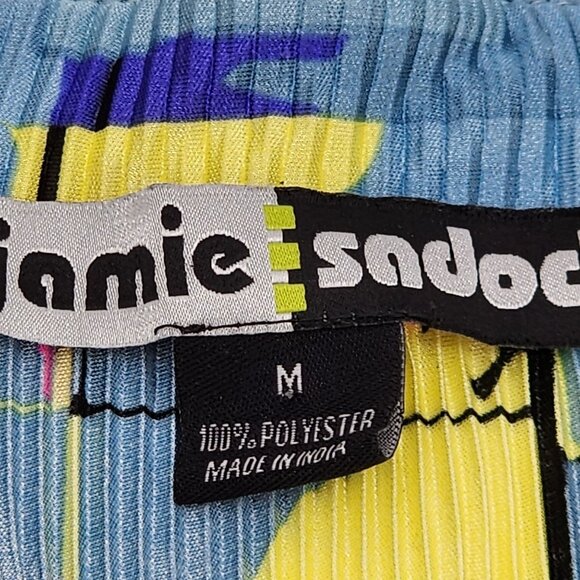 Jamie Sadock Womens Size M Blue Abstract Sleeveless Zip Polo Top Accordion - Picture 4 of 6